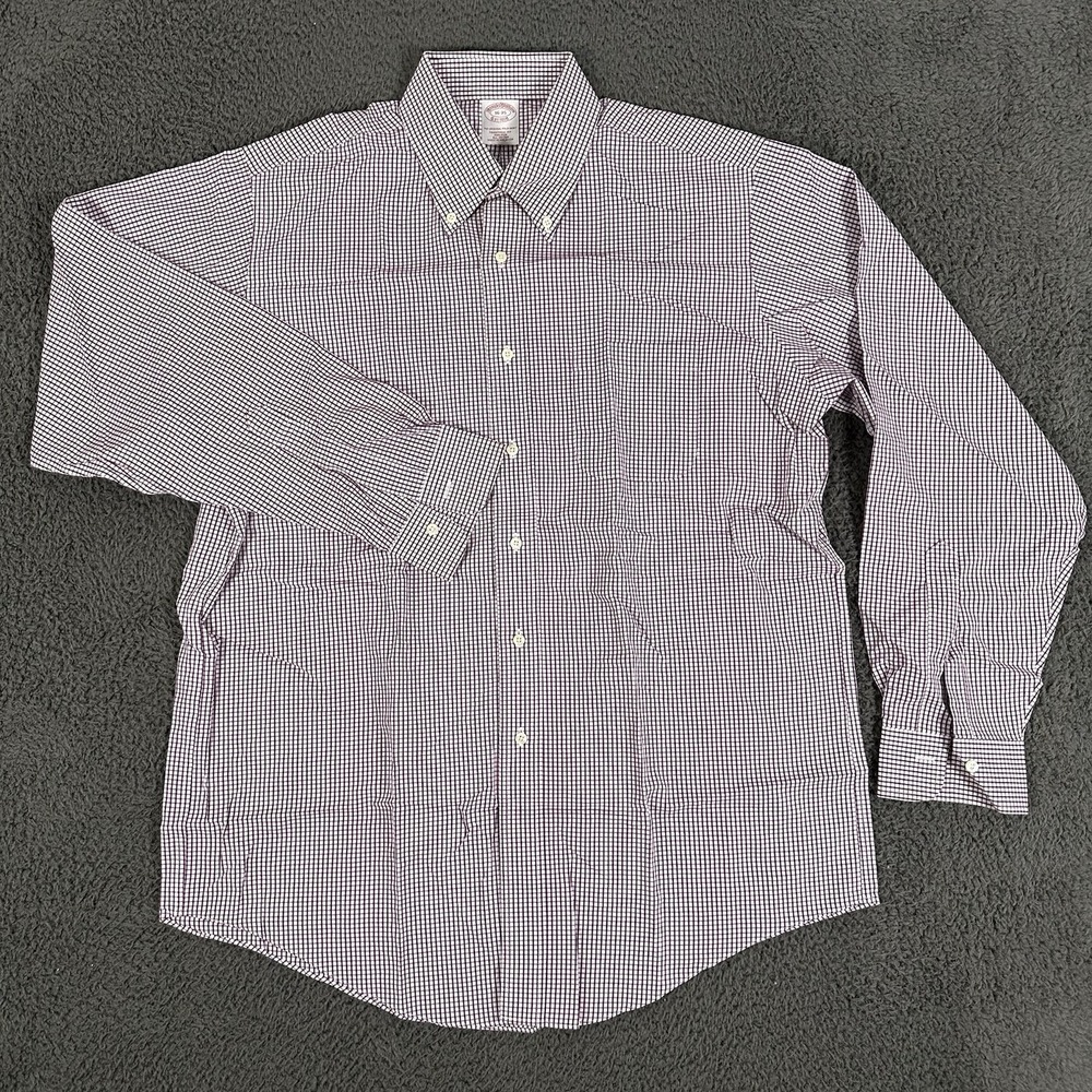 Brooks Brothers‎ Shirt Mens 16 Red Check Long Sleeve Button Down